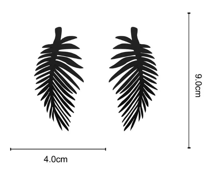 Black Acrylic Leaf Lightweight Statement Earrings