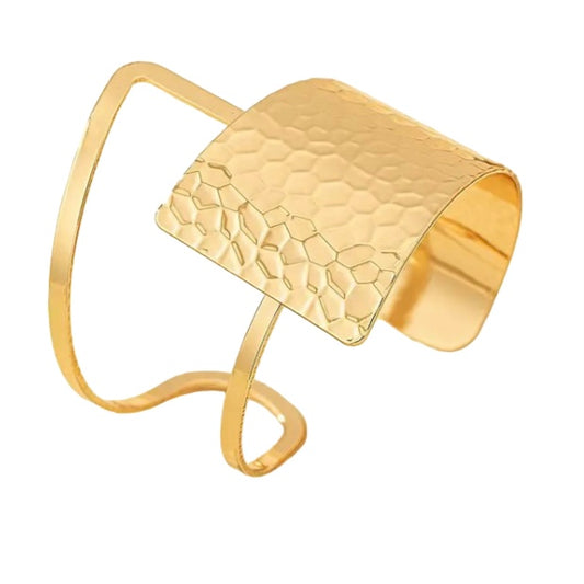 Textured Gold Metal Adjustable Statement Cuff Bracelet