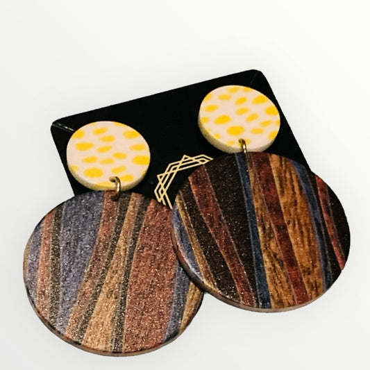 Dawn - Two Tone Lightweight Printed Statement Earrings