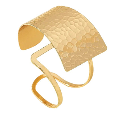 Textured Gold Metal Adjustable Statement Cuff Bracelet