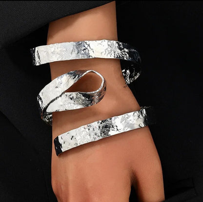 Egyptian Goddess - Stunning Metallic Textured Lightweight Statement Cuff Bracelet