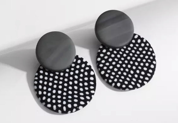Polymer Clay Polka Dot Statement Stud Earrings