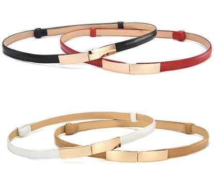 Slimline Leather Adjustable High Waist Fashion Belts (Available in White Only)