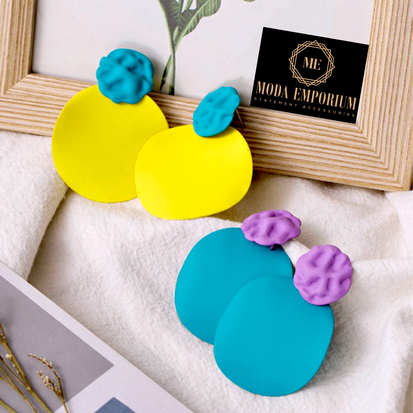 Coco - Vibrant Two Tone Lightweight Statement Earrings