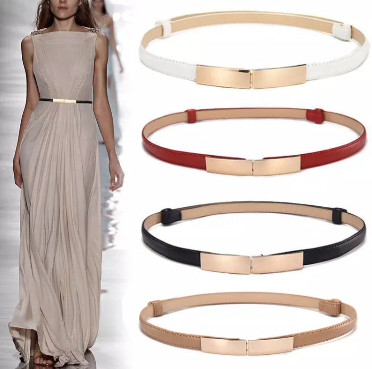 Slimline Leather Adjustable High Waist Fashion Belts (Available in White Only)